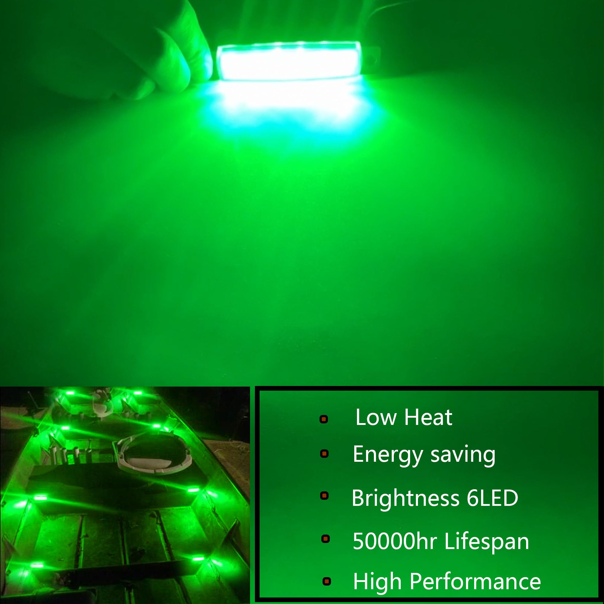 12V Waterproof Marine Boat Lights - 10Pcs Green LED Interior Navigation Lights for Deck, Transom, Cockpit, Bow & Stern | Perfect for Kayaks, Yachts, Fishing Pontoon Boats & Sailboats | Ideal for Night Fishing, Cruising & Water Safety