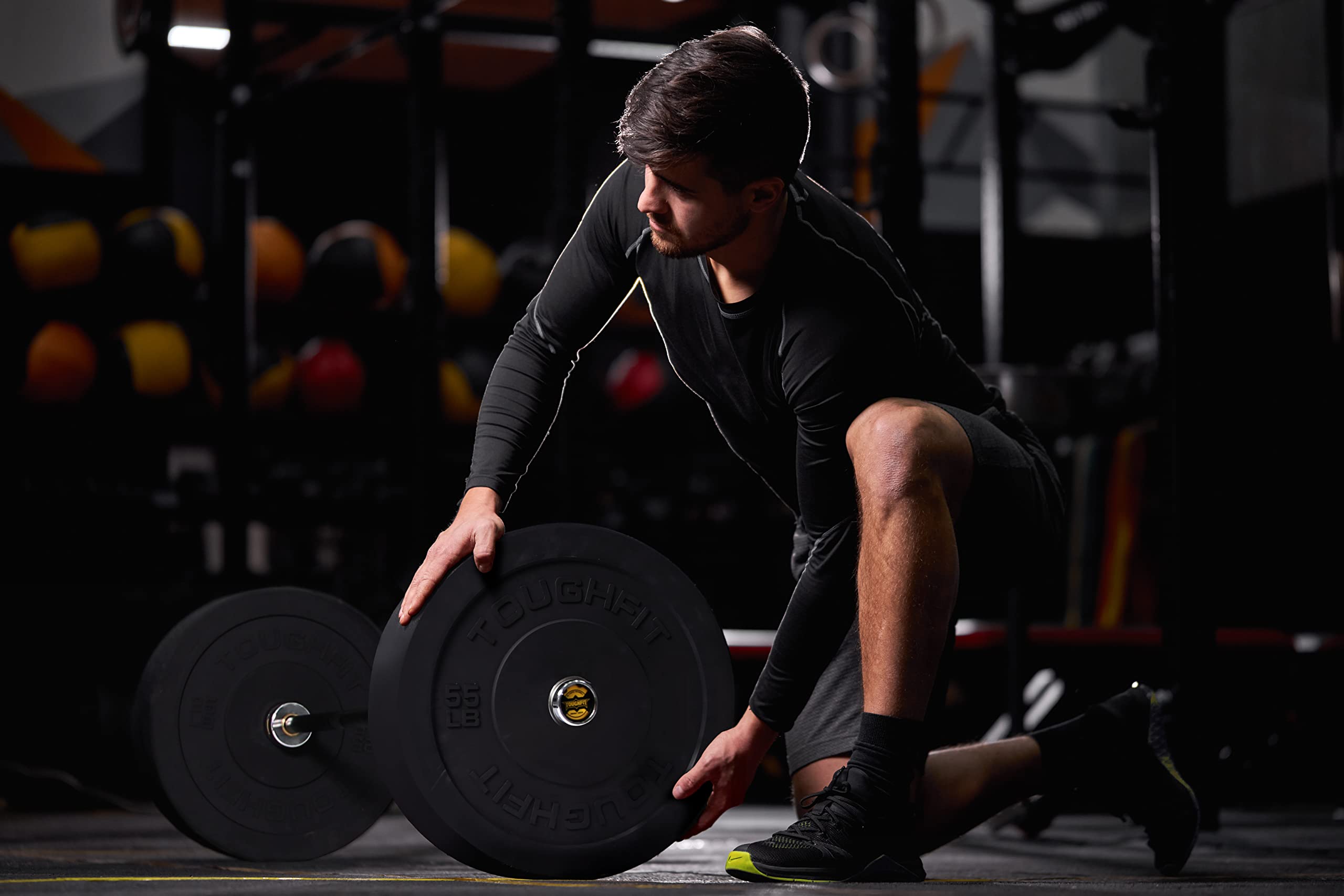 Olympic Bumper Plates with Steel Insert - 2 Inch Rubber Weight Plates for Strength Training & Muscle Toning - Pure Black (Single, Pair, or Full Set) - Perfect for CrossFit, Home Gym & Powerlifting Workouts