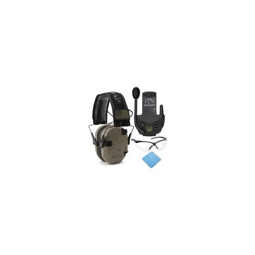 Walker's Razor Slim Electronic Shooting Earmuffs - Noise Cancelling Hearing Protection with Walkie Talkie & Safety Glasses Bundle | Perfect for Hunting, Shooting Range & Outdoor Activities
