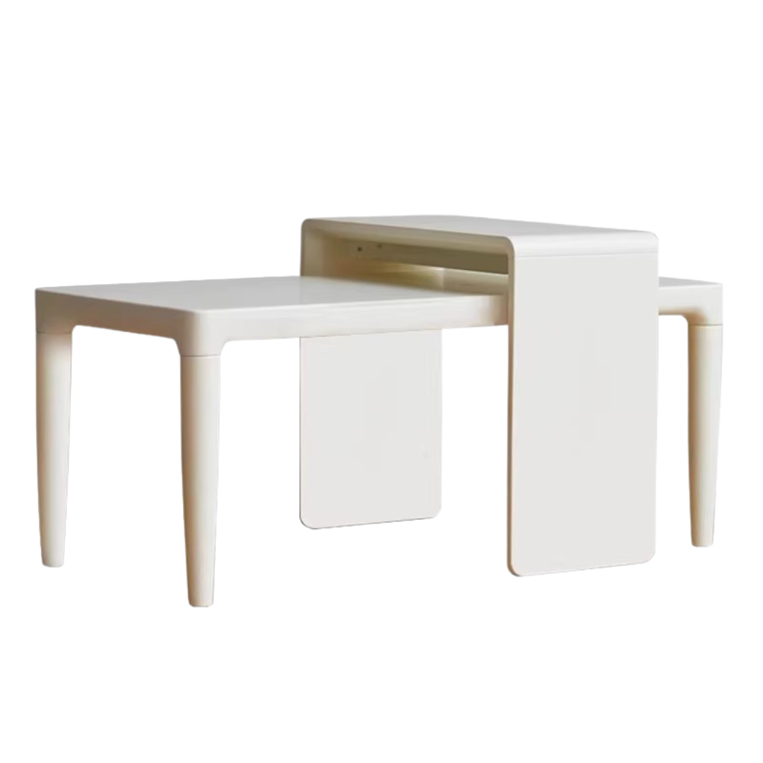 Solid Pine Wood Coffee Table and Side Table Set - Nordic Style Modern Living Room Furniture for Home Decor and Small Space