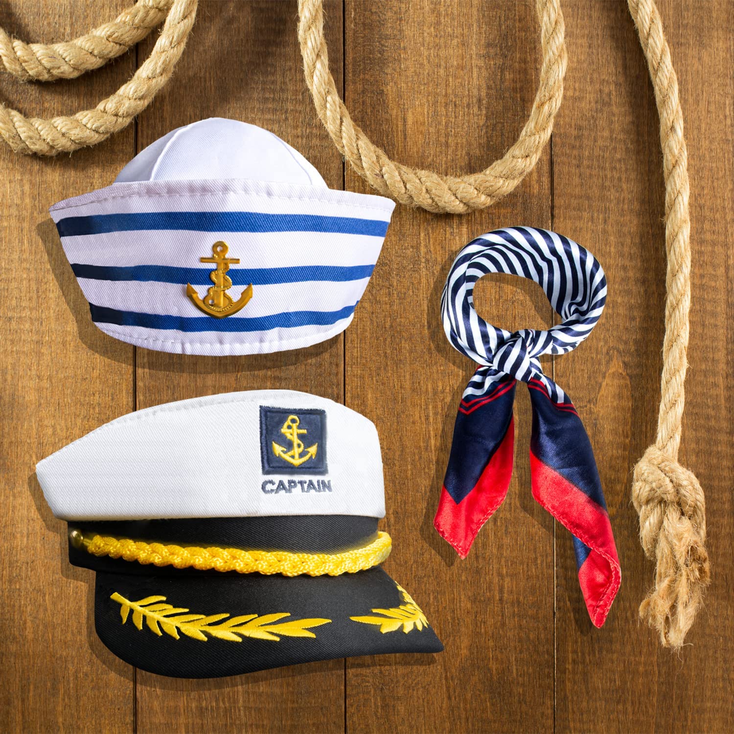 Premium Captain Hat for Men & Women - Nautical Sailor Hat for Boating, Yachting & Costume Parties - Classic Boat Captain Hat with Adjustable Strap - Perfect for Halloween, Cosplay & Themed Events