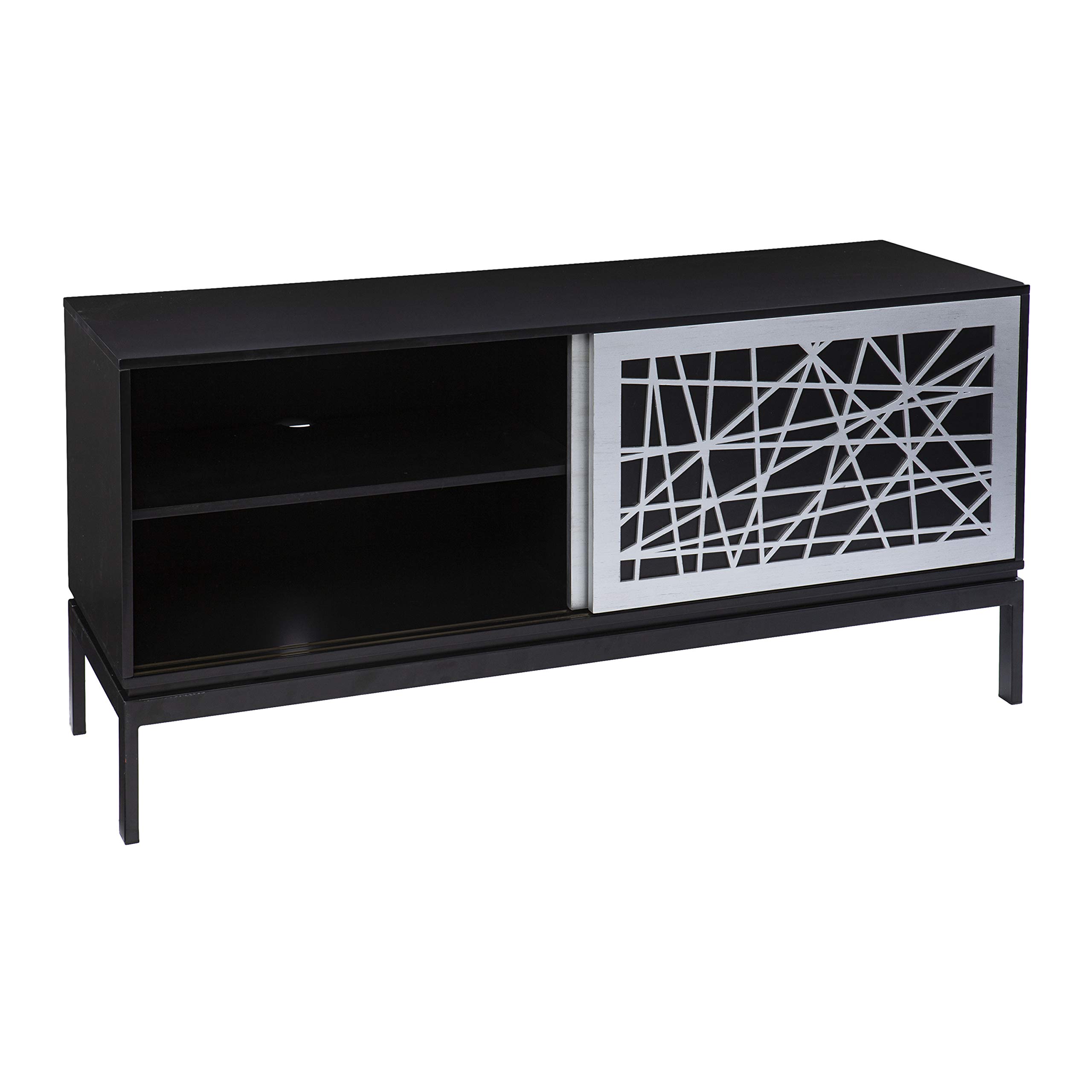 SEI Furniture Arminta Modern Media Cabinet - Black & Silver Finish for Living Room, Bedroom & Home Theater Storage