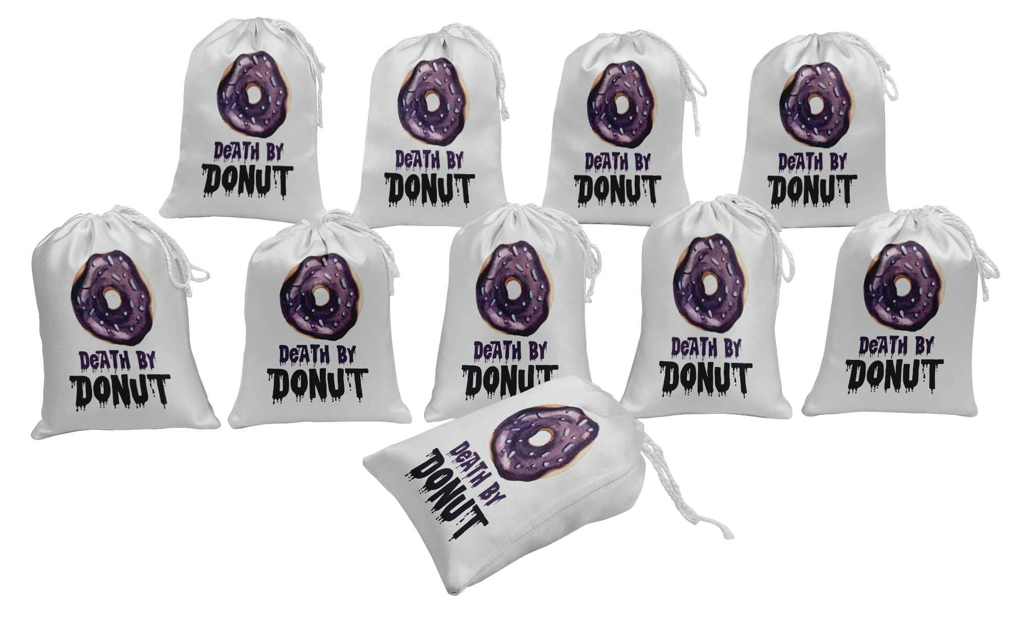 White Donut & Text Halloween Party Favor Bags - 15 Pack Candy Pouches for Trick or Treat, Classroom Treats & Spooky Party Decorations