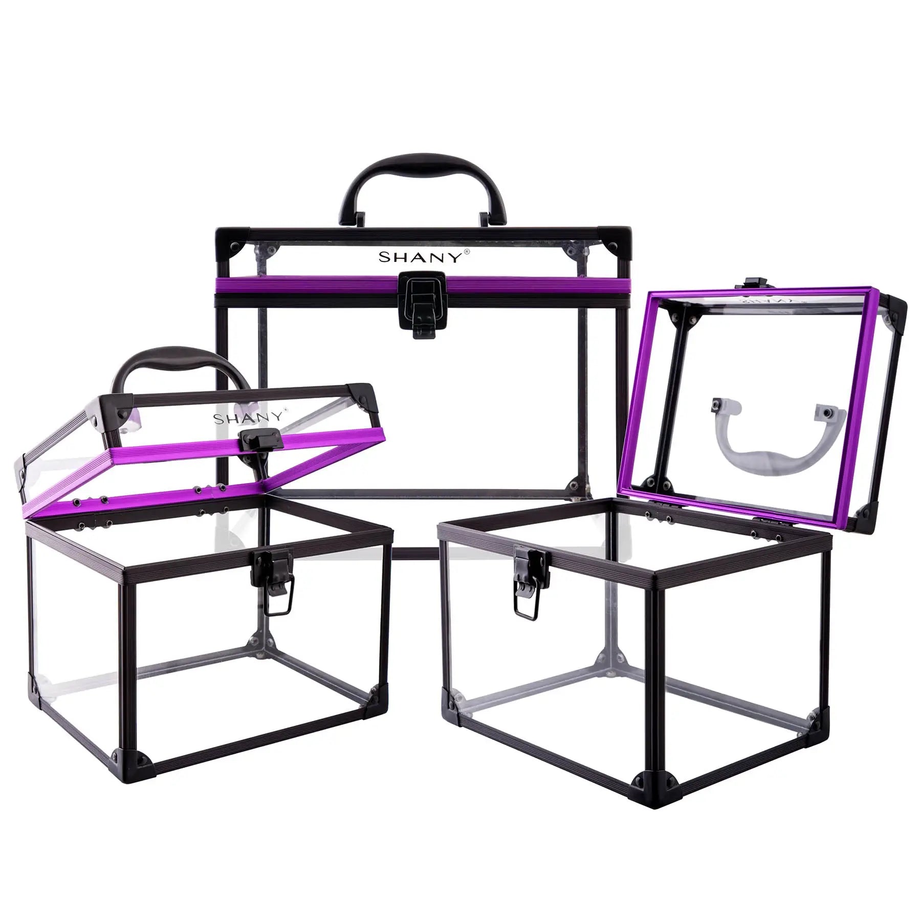 SHANY Clear Cosmetics and Toiletry Train Case Set - 3 Sizes for Makeup Storage, Travel Organizer & Beauty Essentials | Perfect for Travel, Salon Professionals & Home Organization