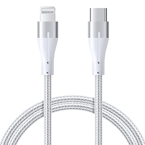 MFi Certified USB C to Lightning Cable 3ft - Fast Charging Braided Cord for iPhone 13/12/11 Pro Max & AirPods Pro (Silver) | Durable Charger for Home, Office & Travel