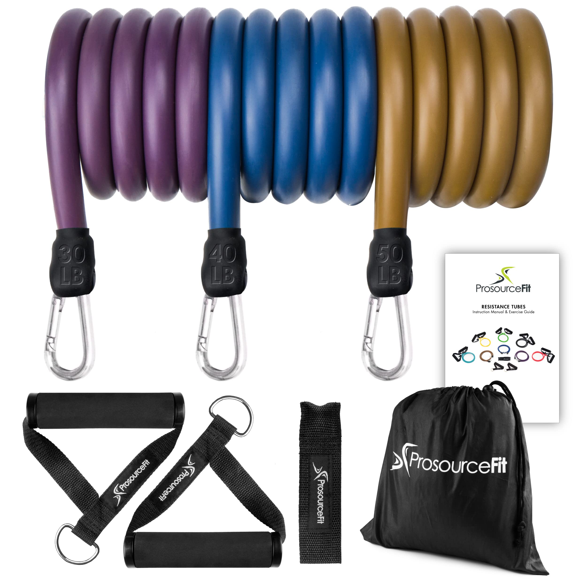 ProsourceFit Heavy Duty Stackable Resistance Bands Set - 12-16 LB Strength with Door Anchor & Exercise Guide | Full-Body Workout Equipment for Home Gym, Strength Training, Physical Therapy & Fitness Enthusiasts | Perfect for Toning, Muscle Building & Rehabilitation Exercises