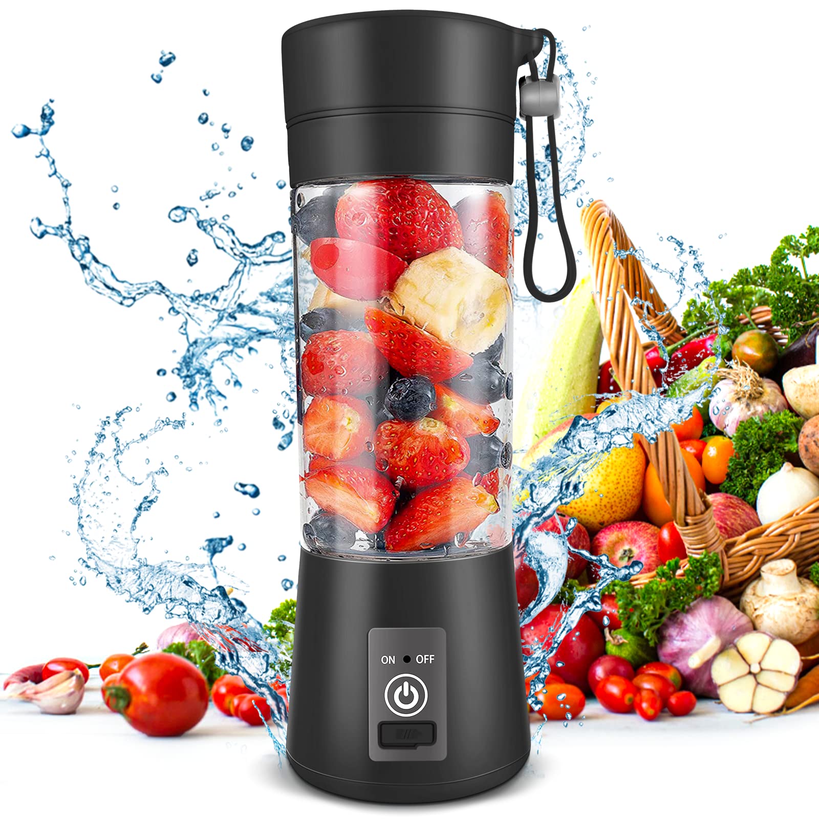 Portable Blender for Smoothies & Shakes - 6 Blade Personal Mini Blender, BPA Free, USB Rechargeable & Cordless - Compact Travel Blender Cup with Lid - Perfect for Office, Gym, Kitchen & On-the-Go Use