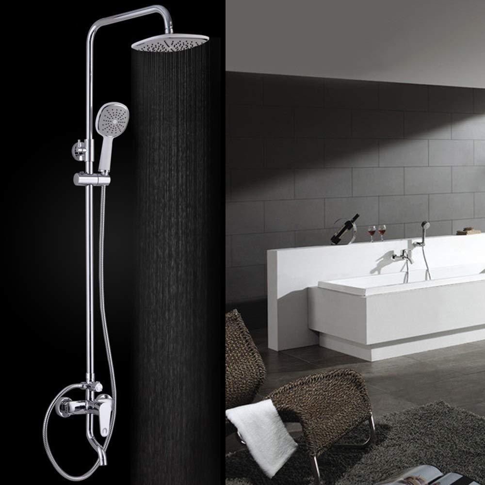 Premium Full Copper Shower Set - 3 Function Chrome Shower Head with Rotating Lift Arm for Modern Bathroom | Luxury Bath Experience, Water Saving & Easy Installation (Ideal for Home Spa, Hotel, Master Bathroom)