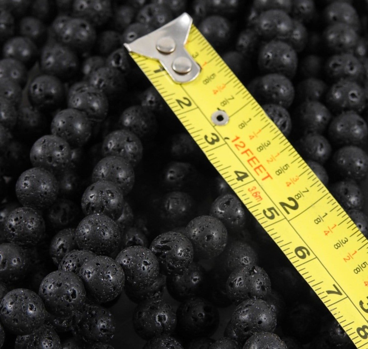 Black Lava Bead Strand - Natural Volcanic Stone Bracelet for Men & Women - Spiritual Healing, Stress Relief & Grounding - Perfect for Meditation, Yoga & Energy Balancing