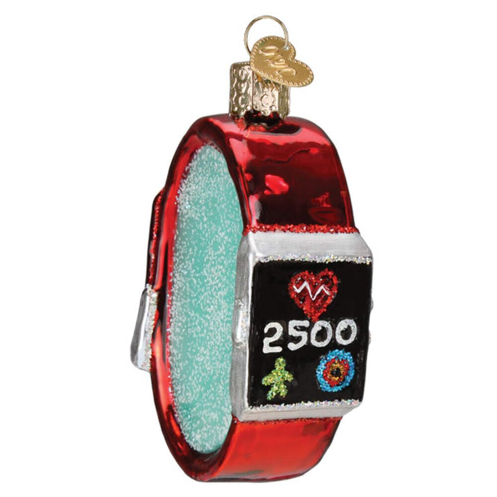 Old World Christmas Fitness Watch Glass Blown Ornament - Handmade Holiday Tree Decoration for Xmas, Festive Gift Idea - Perfect for Christmas Trees, Stockings, and Home Decor
