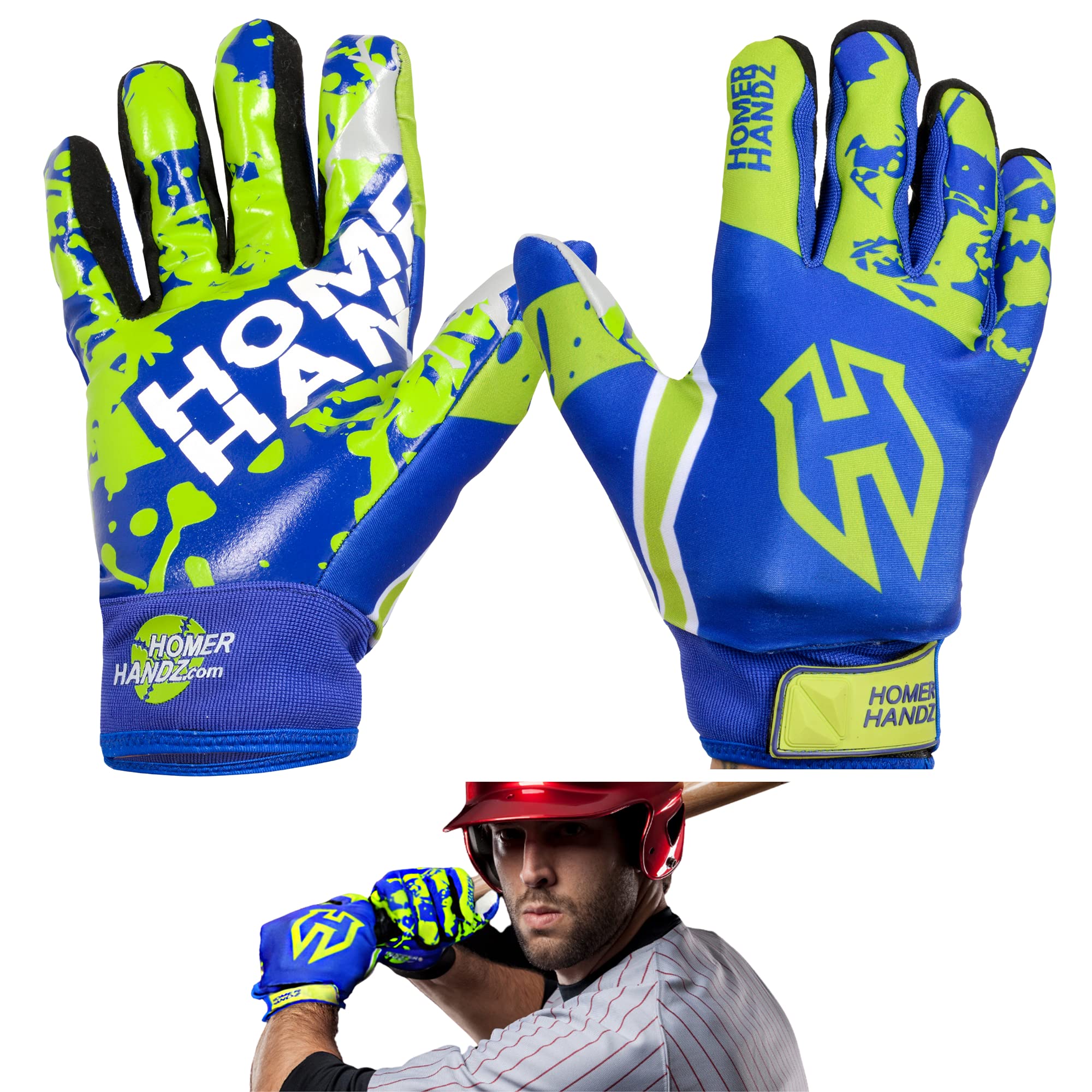 Homer Handz Adjustable Weighted Baseball & Softball Batting Training Gloves - Improve Swing Power & Hitting Performance | Perfect for Baseball Practice, Softball Drills & Batting Cage Training