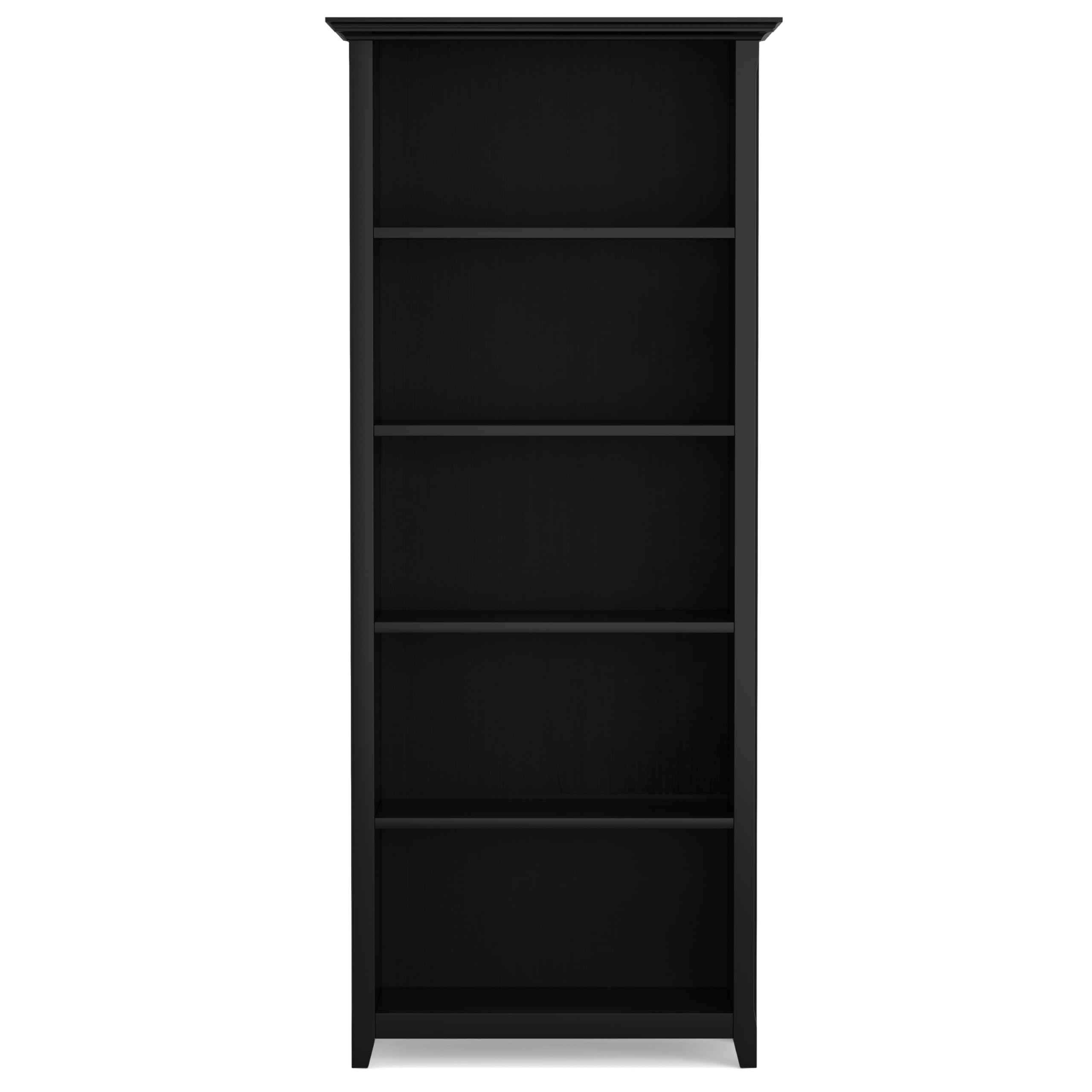 SIMPLIHOME Amherst 30 Inch Solid Wood 5-Shelf Bookcase - Black Transitional Style for Living Room, Study, Office | Bookshelf for Home Decor & Storage