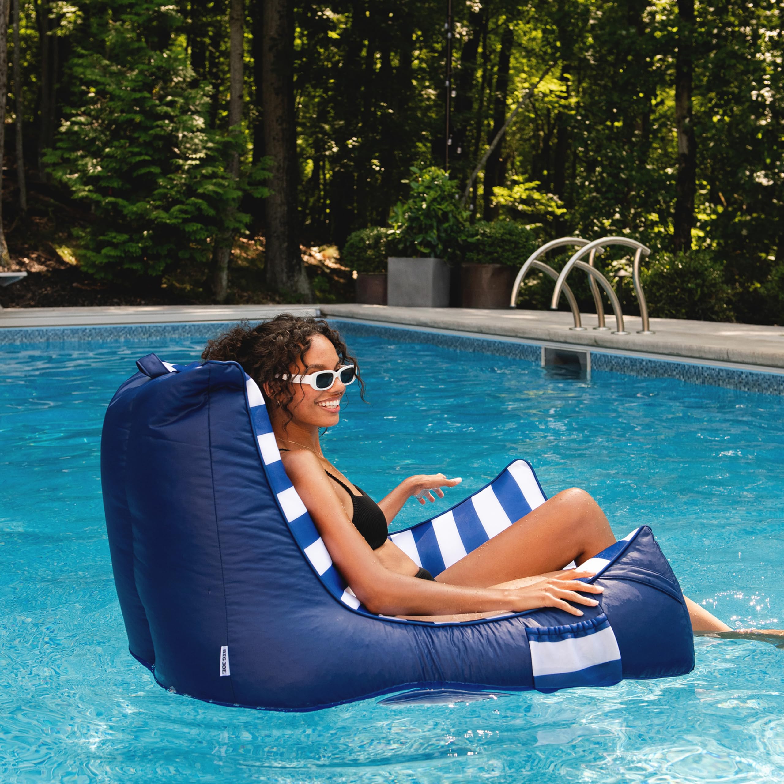 Big Joe Captain's Float Pool Lounger - Double Sided Mesh, Quick Draining Fabric, No Inflation Needed - Perfect for Poolside Relaxation and Outdoor Lounging