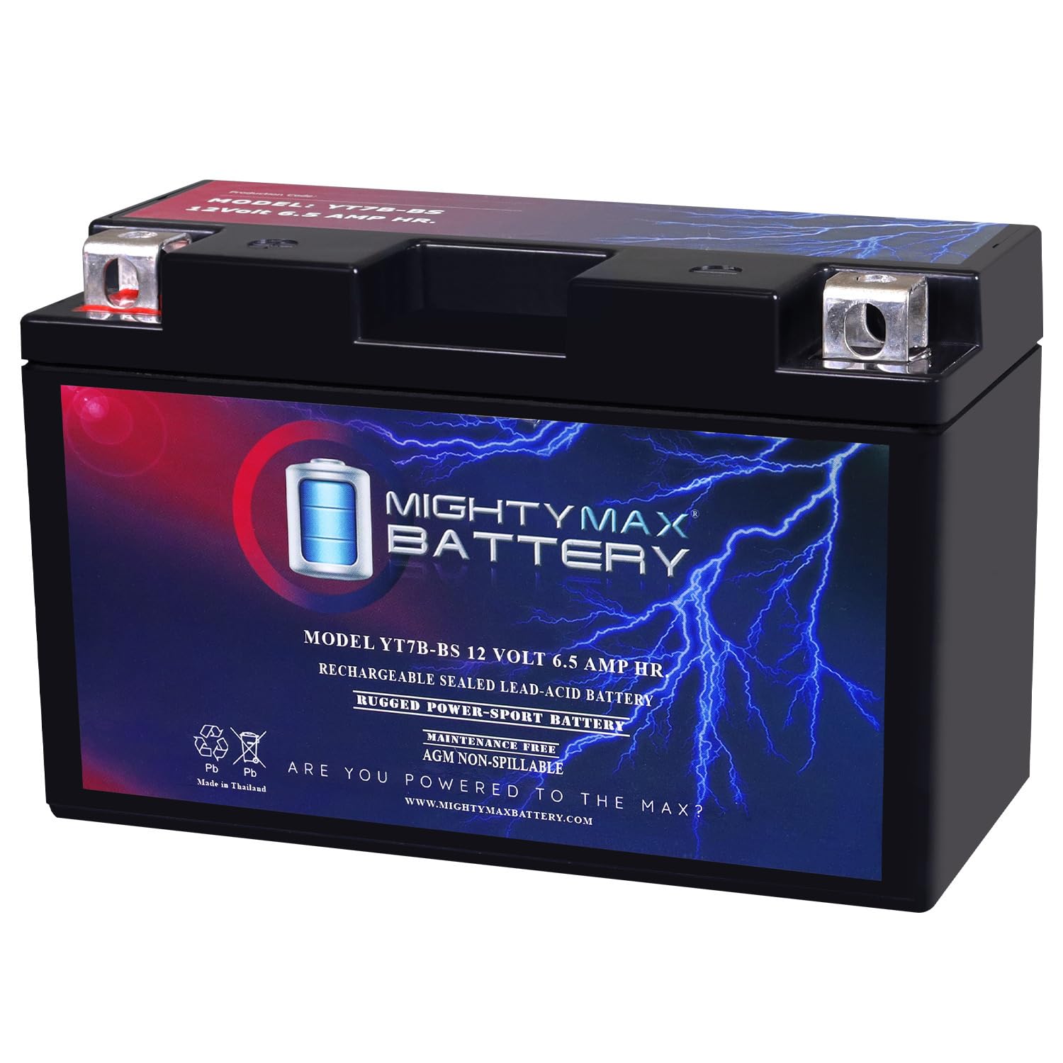 Mighty Max YT7B-BS 12V 6.5AH Rechargeable SLA Battery - Replacement for Sachs X-Road Scooters & Powersports Vehicles - Perfect for Off-Road Adventures & Long Rides