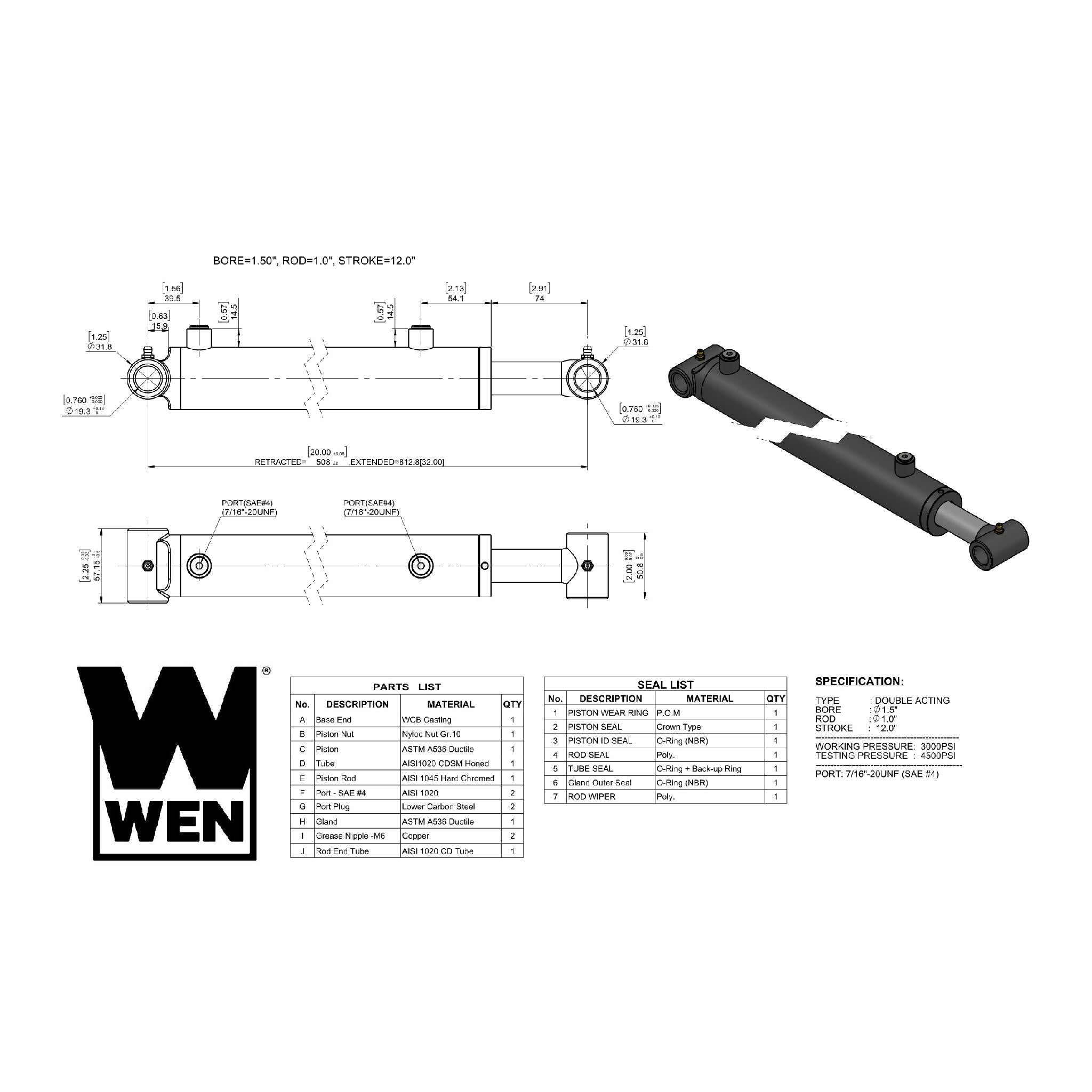 WEN WT1512 Hydraulic Cylinder - 1.5