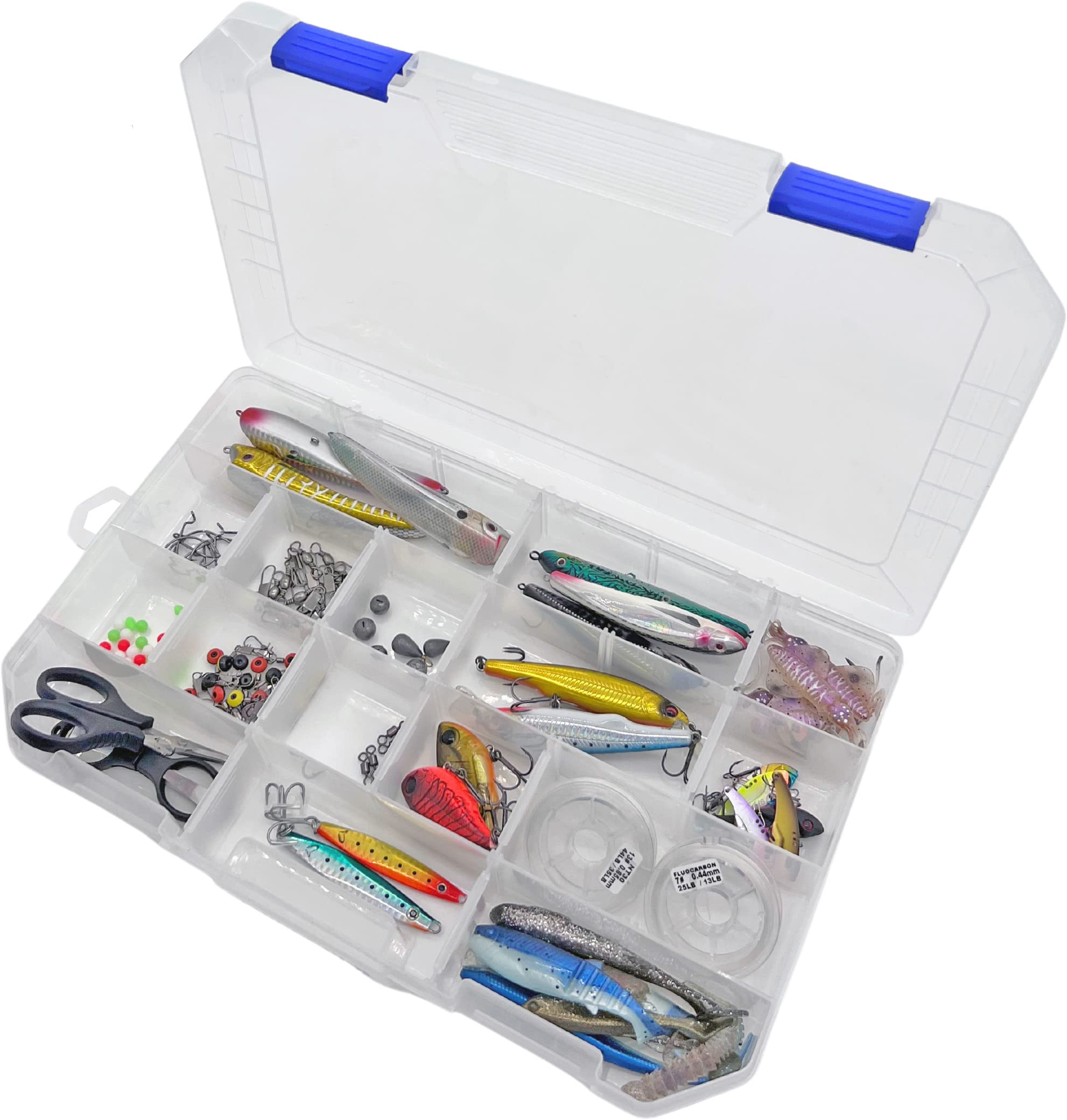 3700 Large Plastic Tackle Box Storage Organizer with Adjustable Dividers - 4 Pack Fishing Tackle Trays for Bass, Trout & Saltwater Fishing Gear Organization