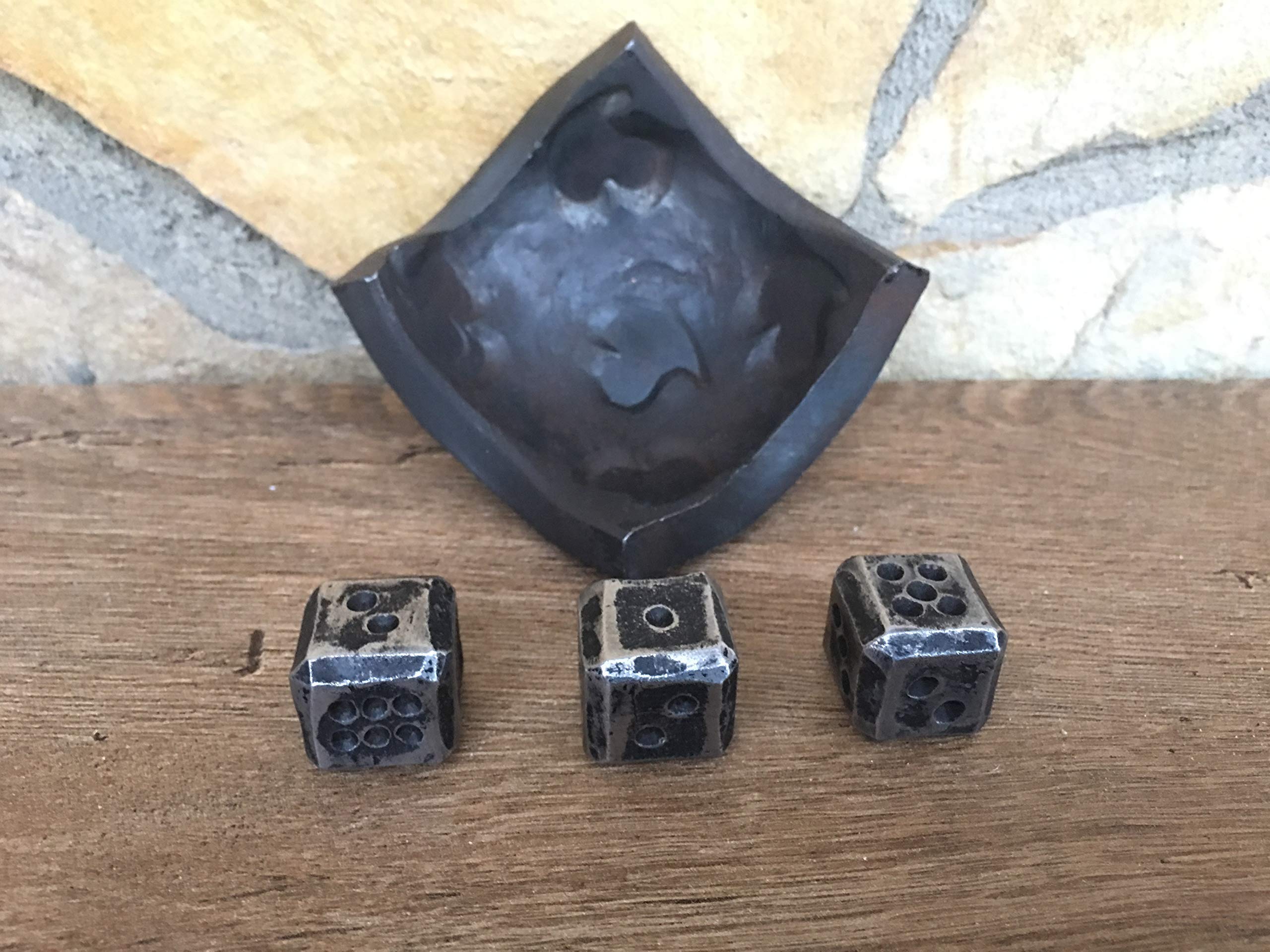 Premium Iron Dice Set for RPG & Tabletop Games - Heavy Duty Steel Gaming Dice with Custom Engraving - Perfect for D&D, Board Games & Collectors - Includes Durable Dice Box & Axe Gift Set