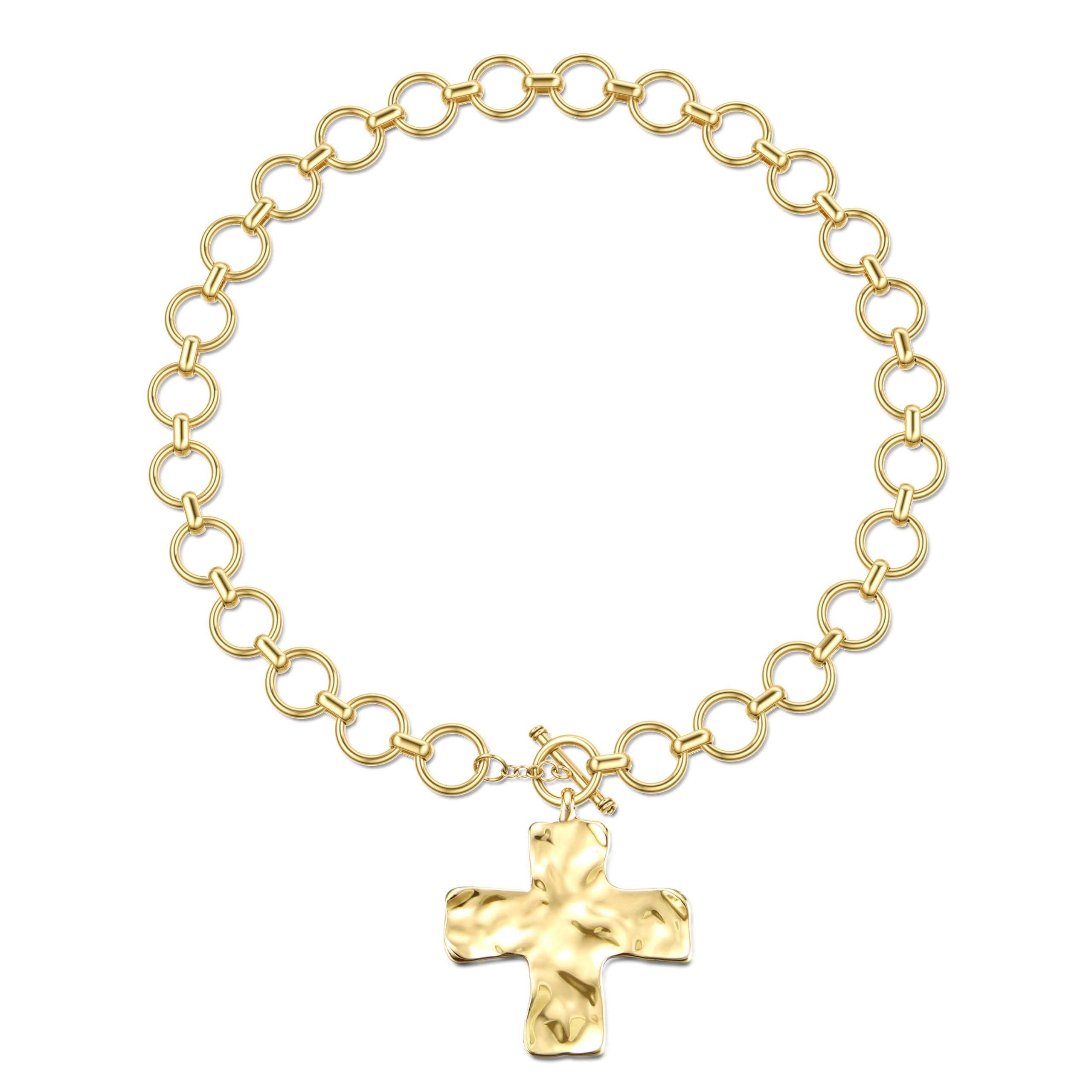 18K Chunky Gold Necklace for Women & Men - Sweatproof, Non-Tarnish Layered Chain Necklace - Herringbone & Paperclip Design for Stacking - Perfect for Layering, Everyday Wear & Special Occasions