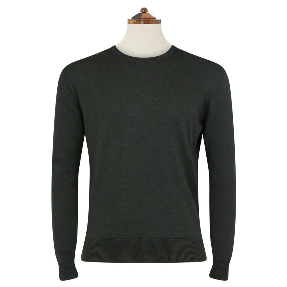 Kyan Forest Green Crew Neck Pullover Sweater for Men - Soft & Comfortable Winter Knitwear - Perfect for Casual Outfits, Office Wear & Outdoor Activities