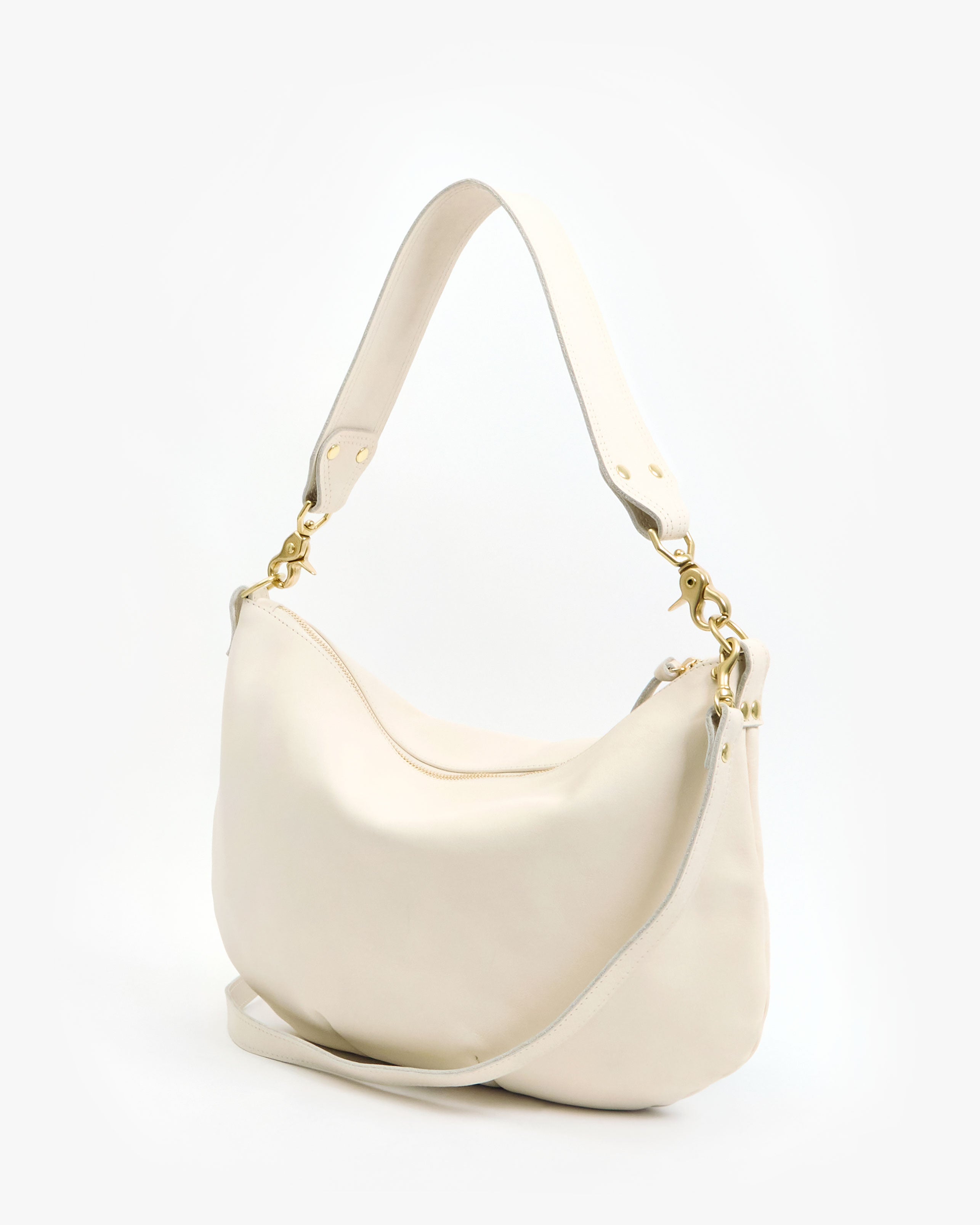 Moyen Messenger Bag in Smooth Cream Leather - Stylish Crossbody Purse for Women, Perfect for Work, Travel, and Everyday Use
