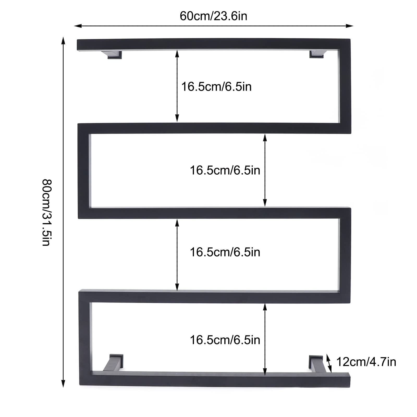 5-Bar Wall Mounted Heated Towel Rack - Modern S-Shape Stainless Steel Bathroom Towel Warmer in Matte Black | Perfect for Spa-Like Luxury & Quick Drying in Homes, Hotels, and Gyms