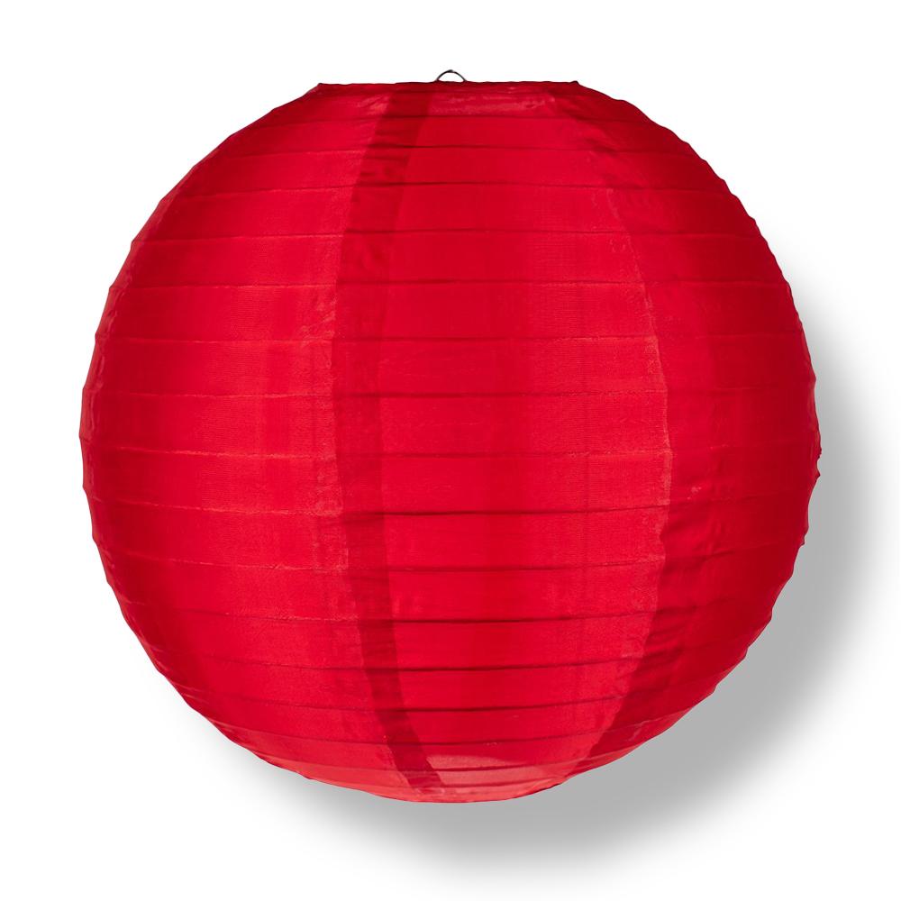 12 Pack Red Shimmering Nylon Lanterns - 14 Inch Durable Hanging Decorations with Even Ribbing for Parties, Weddings & Outdoor Events