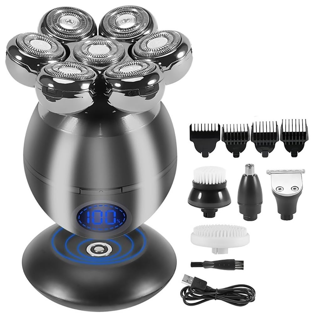 Rechargeable 5-in-1 Electric Head Shaver for Men - Multi Grooming Kit with Beard Trimmer, Body Shaver & Facial Razor | Perfect for Travel, Home Use & Grooming Gifts for Men