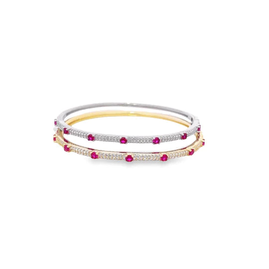 Elegant Thin Pavé Station Stone Bangle Bracelet for Women - Perfect for Everyday Wear, Parties & Special Occasions