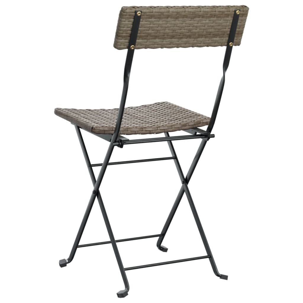 4-Pack Gray Poly Rattan Folding Bistro Chairs with Steel Frame - Durable Foldable Outdoor Patio Furniture for Garden, Terrace, Poolside & Balcony Seating