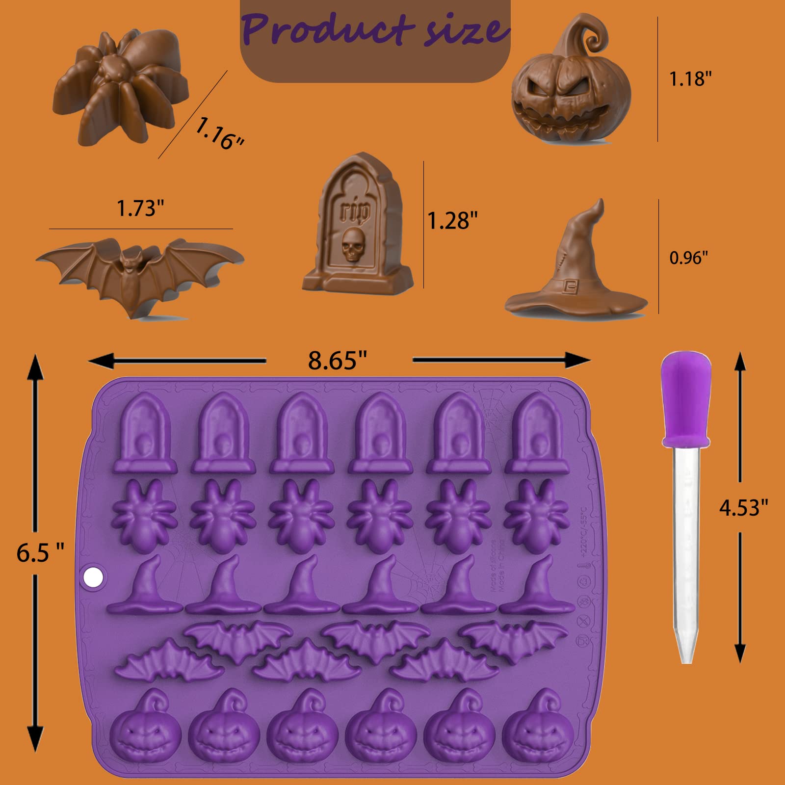 5-in-1 Halloween Silicone Candy Mold Set for Gummies, Chocolates & Jello - Reusable Baking Molds for DIY Halloween Treats, Cupcakes & Party Desserts (2 Pack) - Perfect for Halloween Parties, Home Baking & Holiday Gift Making