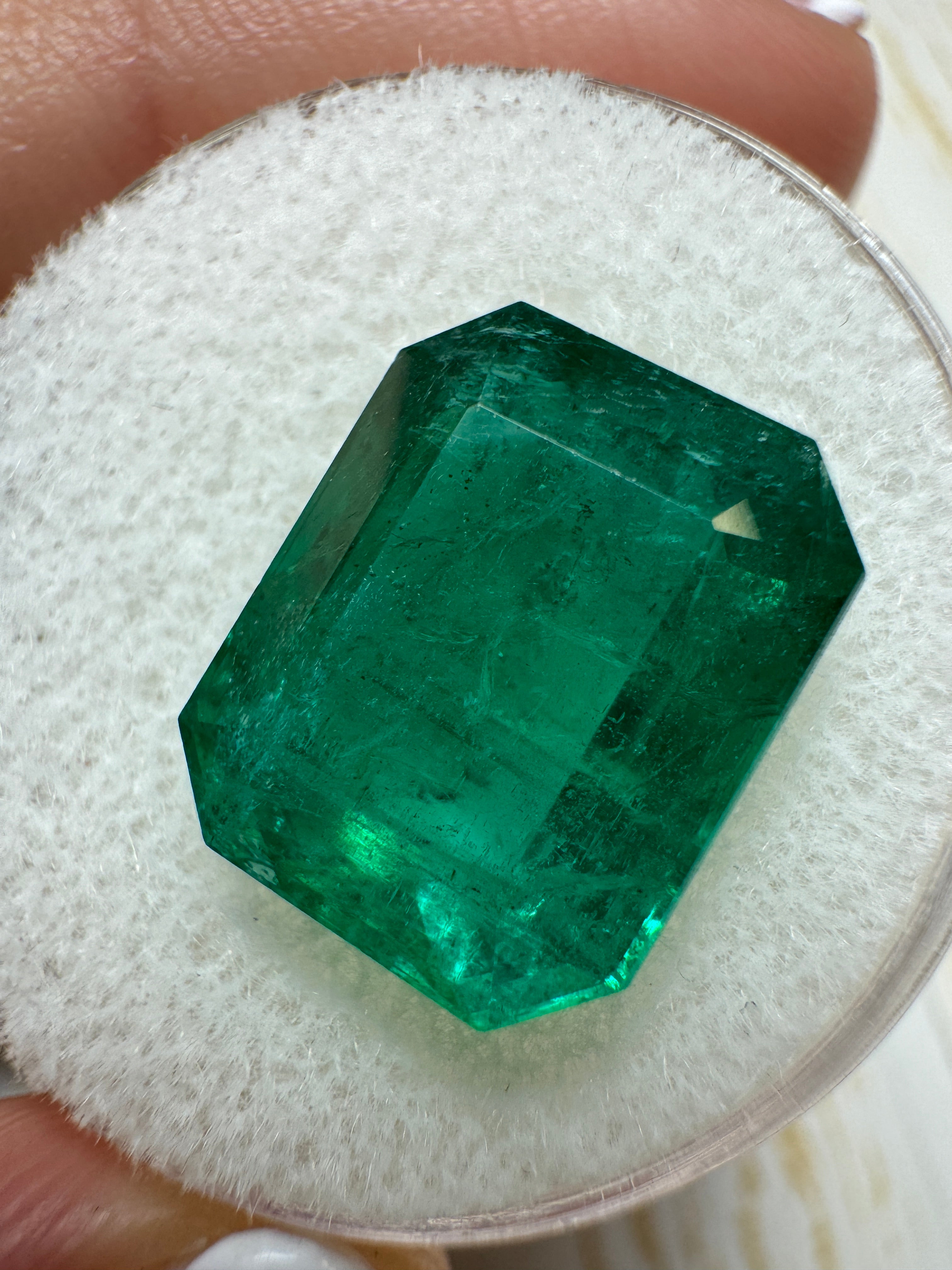 8.60 Carat 13.5x11mm Deep Green Emerald Cut Loose Zambian Emerald Gemstone for Jewelry Making - Engagement Rings, Pendants & Earrings