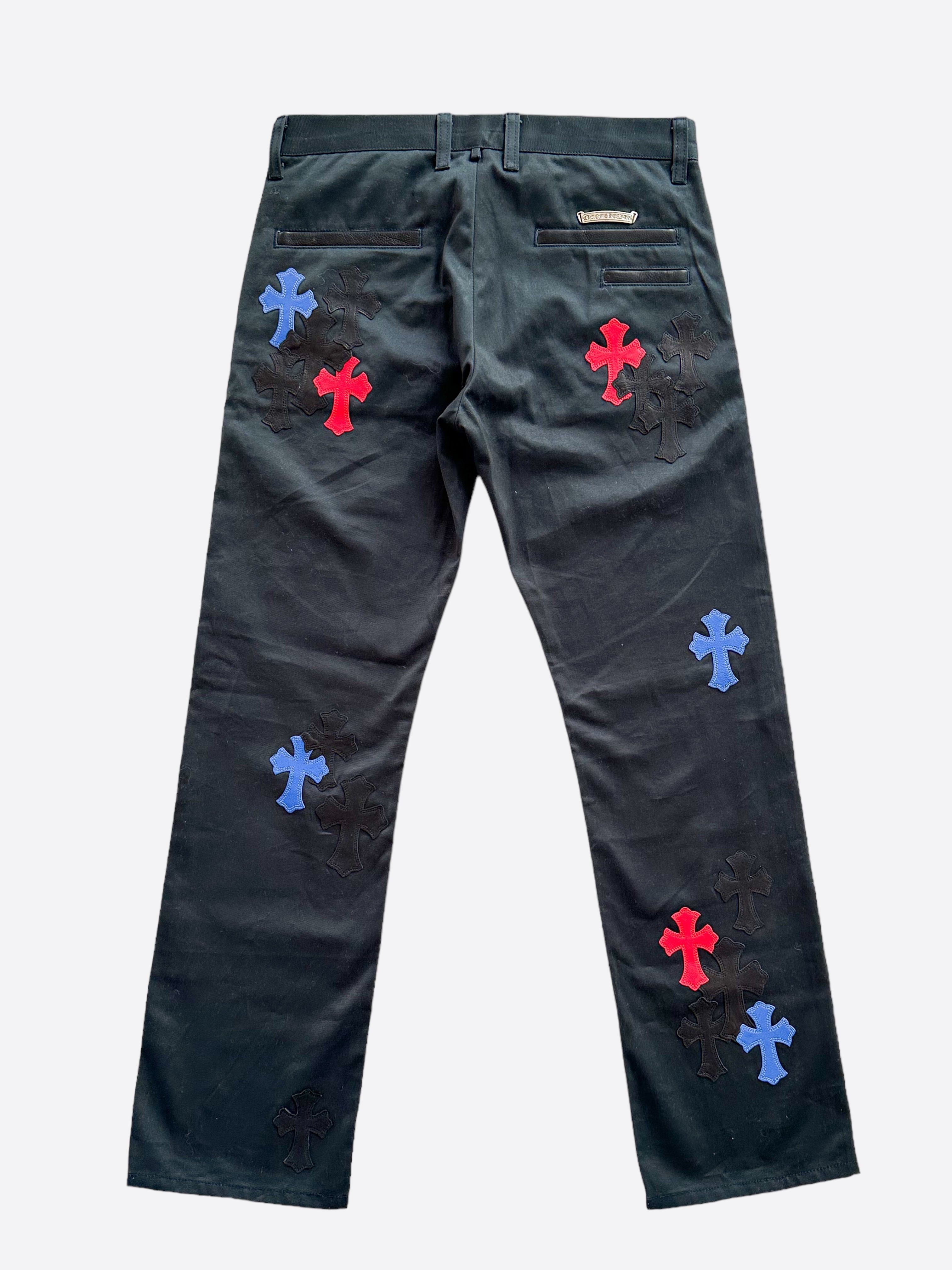 Chrome Hearts Dark Navy Multicolor Cross Patch Chino Pants for Men | Stylish Casual & Streetwear Fashion | Perfect for Daily Wear, Parties & Urban Outfits