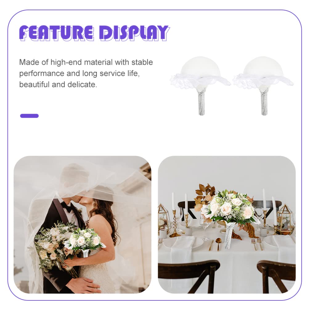2pcs Bouquet Holder for Bridal Flowers - Wedding Bouquet Holder with Floral Foam - Handheld Flower Decoration for Artificial & Fresh Flowers - Perfect for Weddings, Bridal Showers & DIY Floral Arrangements