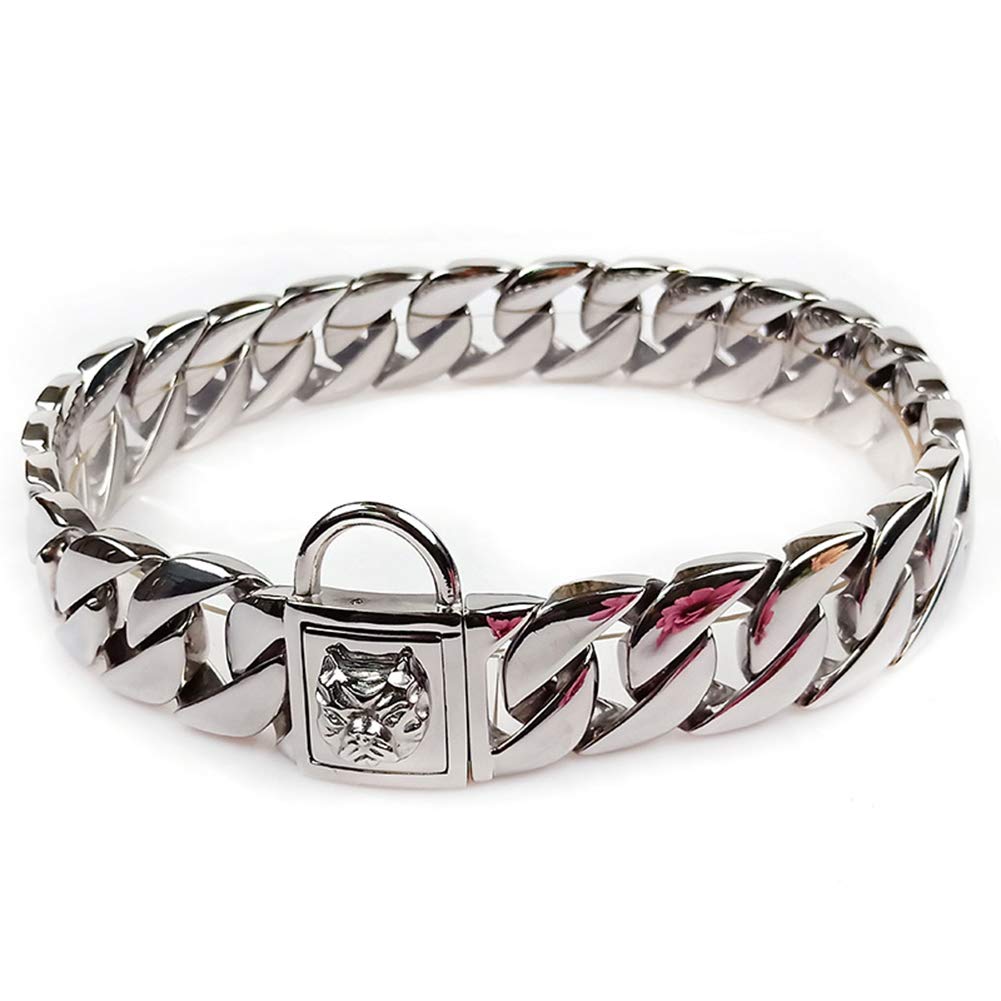 32MM Stainless Steel Dog Chain Collar - Heavy Duty Training Slip Collar for Large Dogs, Hip Hop Style Cuban Link Necklace (70CM) - Perfect for Pitbulls, Bulldogs & Bully Breeds - Durable & Stylish for Walks, Training & Fashion