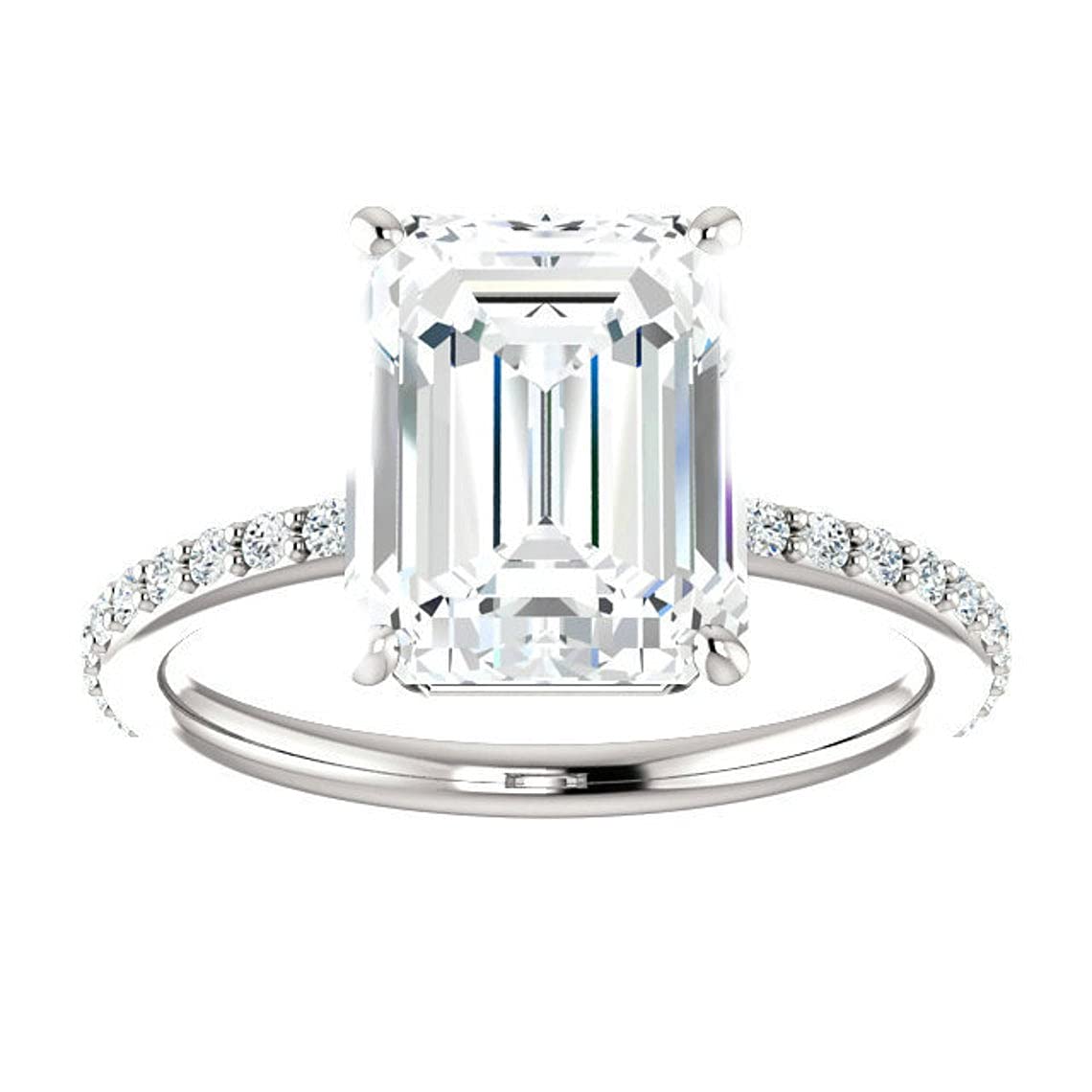 3.50 CT Emerald Colorless Moissanite Engagement Ring - Sterling Silver & Solid Gold Wedding Bridal Ring Set - Diamond Solitaire Halo Anniversary Promise Gift for Her - Perfect for Proposals, Weddings & Special Occasions
