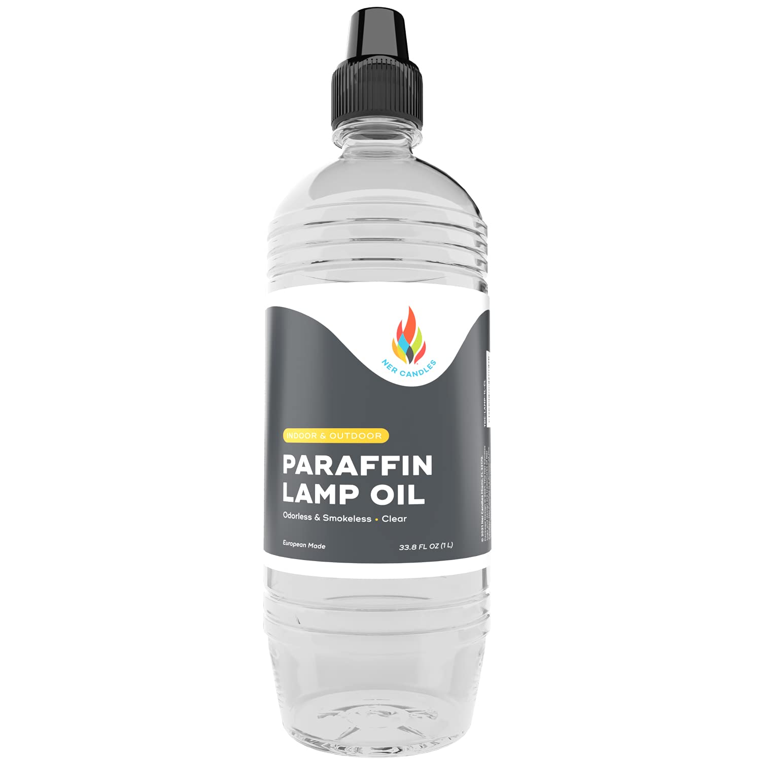 The Dreidel Company Premium Liquid Paraffin Lamp Oil - 1 Liter - Smokeless, Odorless, Ultra Clean Burning Fuel for Indoor & Outdoor Use - Clear - Ideal for Oil Lamps, Lanterns, Fireplaces & Emergency Lighting