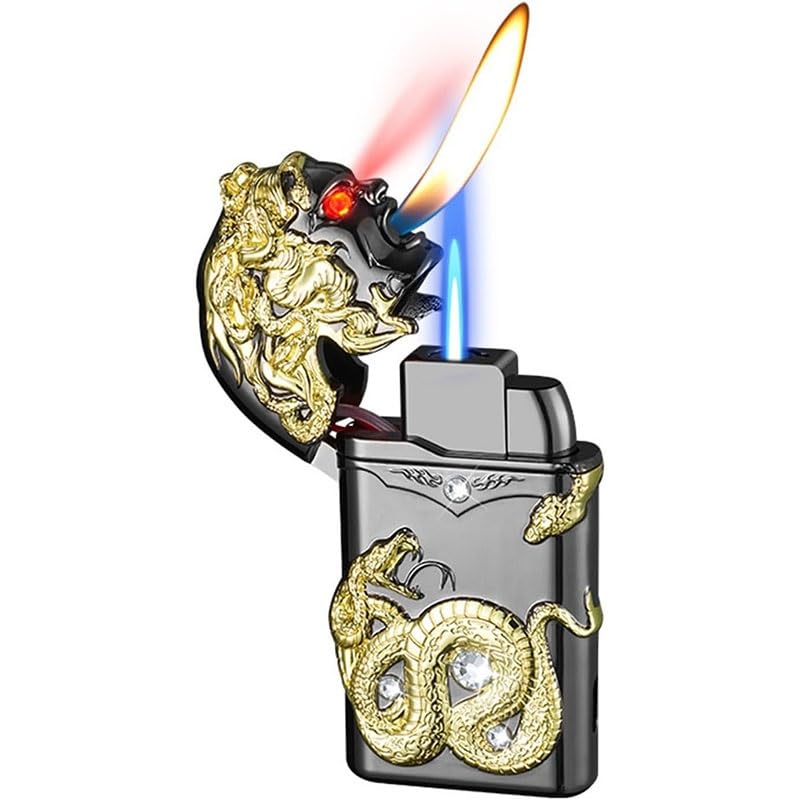 Dual Flame Butane Lighter - Windproof Torch for Cigarettes Indoor & Outdoor Use