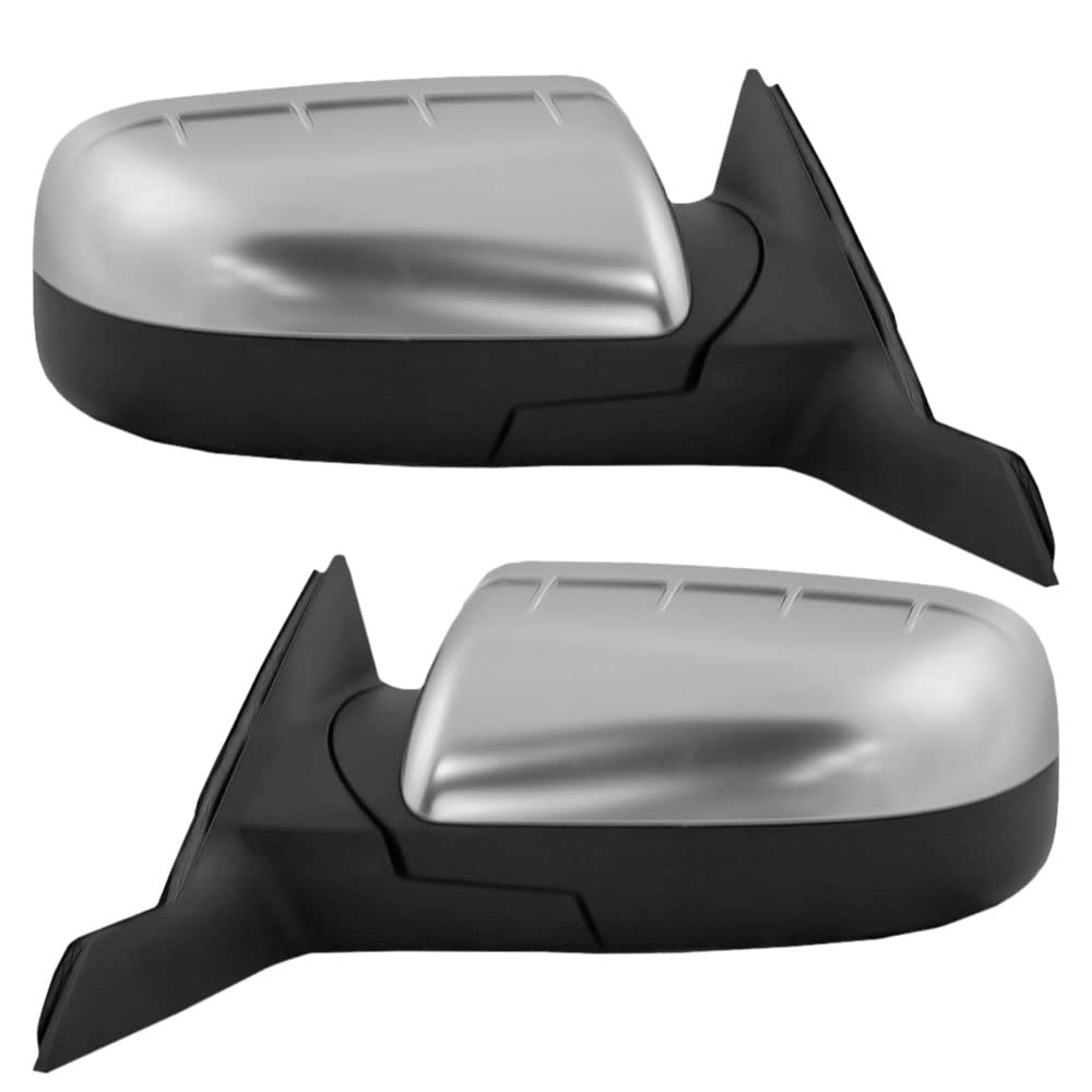 Heated Power Side View Mirrors with Puddle Lamp & Satin Chrome Covers - Replacement for 2008-2009 Ford Taurus & Mercury Sable (8G1Z17683F, 8G1Z17682F) - Perfect for Winter Driving & Night Visibility