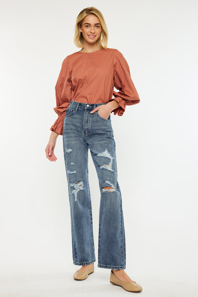 Stephanie Ultra High Rise 90's Boyfriend Jeans for Women - Vintage Distressed Denim Pants with Stretch - Perfect for Casual Outfits & Streetwear Fashion