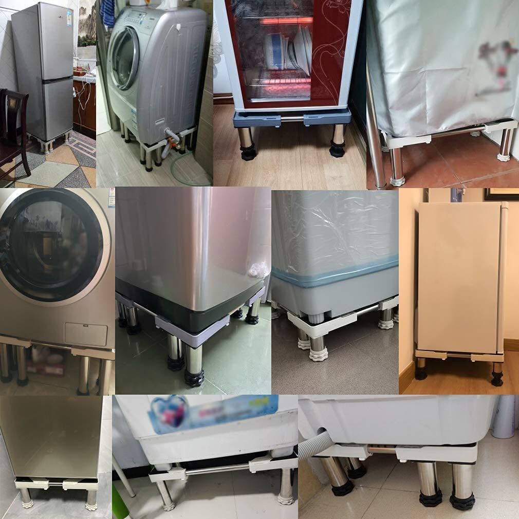 Adjustable Refrigerator & Washing Machine Stand - 29-32cm Height, 43-65cm Width - Heavy Duty Appliance Base with 4 Legs - Perfect for Laundry Room, Kitchen & Outdoor AC Units - Also Works as Plant Stand for Pots & Flower Containers