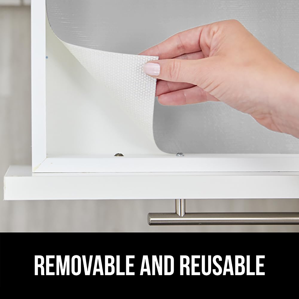 GORILLA GRIP Non-Slip Drawer & Shelf Liner - 17.5x20 Inch BPA-Free Kitchen Cabinet Organizer | DripGuard Protection for Bathroom Drawers & Smooth Surface Shelves | Light Gray Home Organization Solution for Kitchen, Pantry & Bath Storage