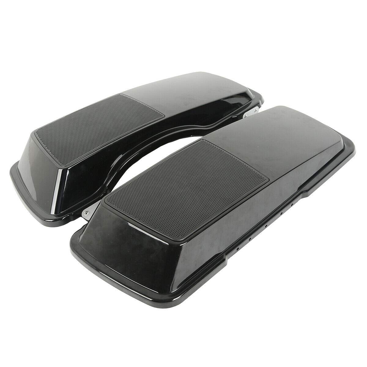 SLMOTO Saddlebags Lid with 6x9 Inch Speakers - Compatible with Harley Road King, Electra Glide & Street Glide (1994-2013) - Includes 2 ABS Plastic Mesh Covers & Speakers - Perfect for Motorcycle Audio Upgrades & Long Rides