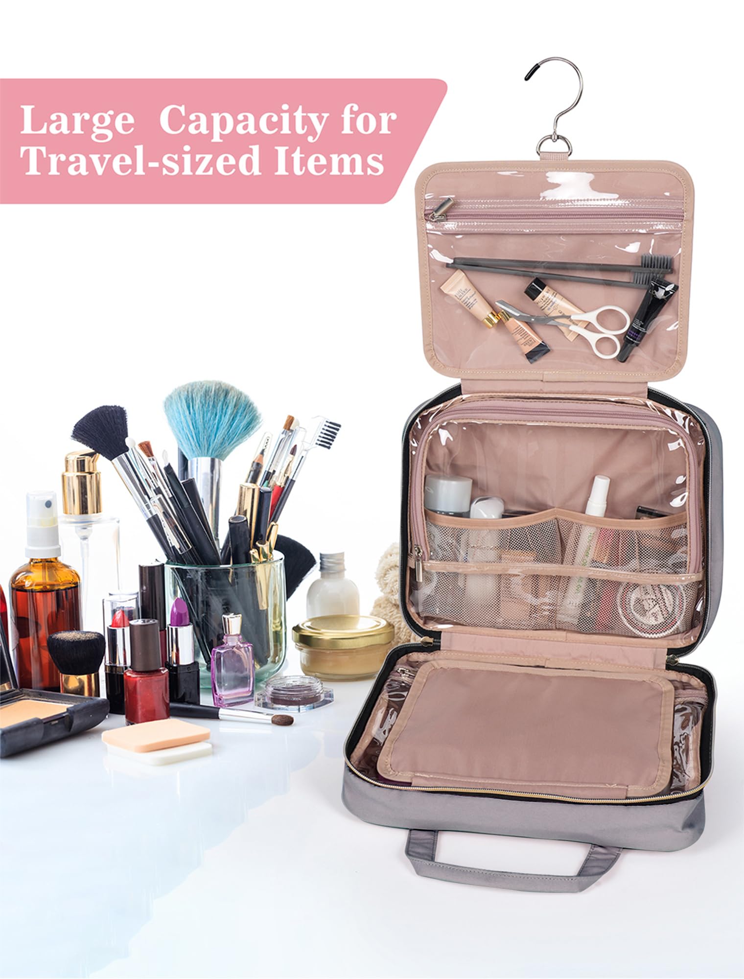 Waterproof Hanging Toiletry Bag for Women & Men - Large Capacity Travel Makeup Organizer with Hook | Perfect for Gym, Camping, Business Trips & Vacation Essentials