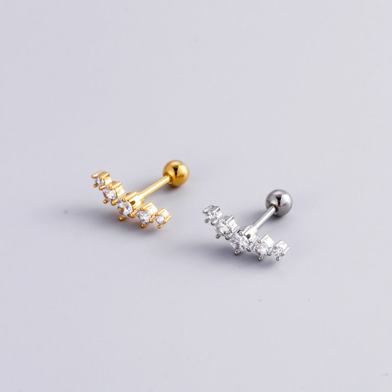 16G Surgical Steel Cartilage Earrings - Crown & Heart Studs with Ball Back for Women | Hypoallergenic Body Jewelry for Pierced Ears | Perfect for Daily Wear, Parties & Gifts