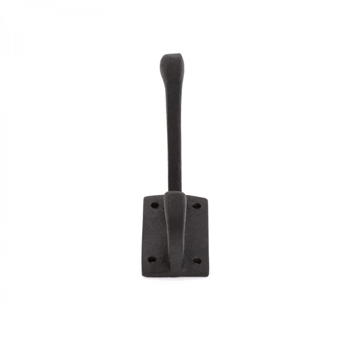 Black Wrought Iron Double Coat Hooks - 4 Inch Rustic Wall Mounted Robe Hooks for Entryway, Hat & Jacket Hanger - Includes Complete Mounting Hardware (Pack of 10) - Perfect for Home, Office, Closet & Bathroom Organization