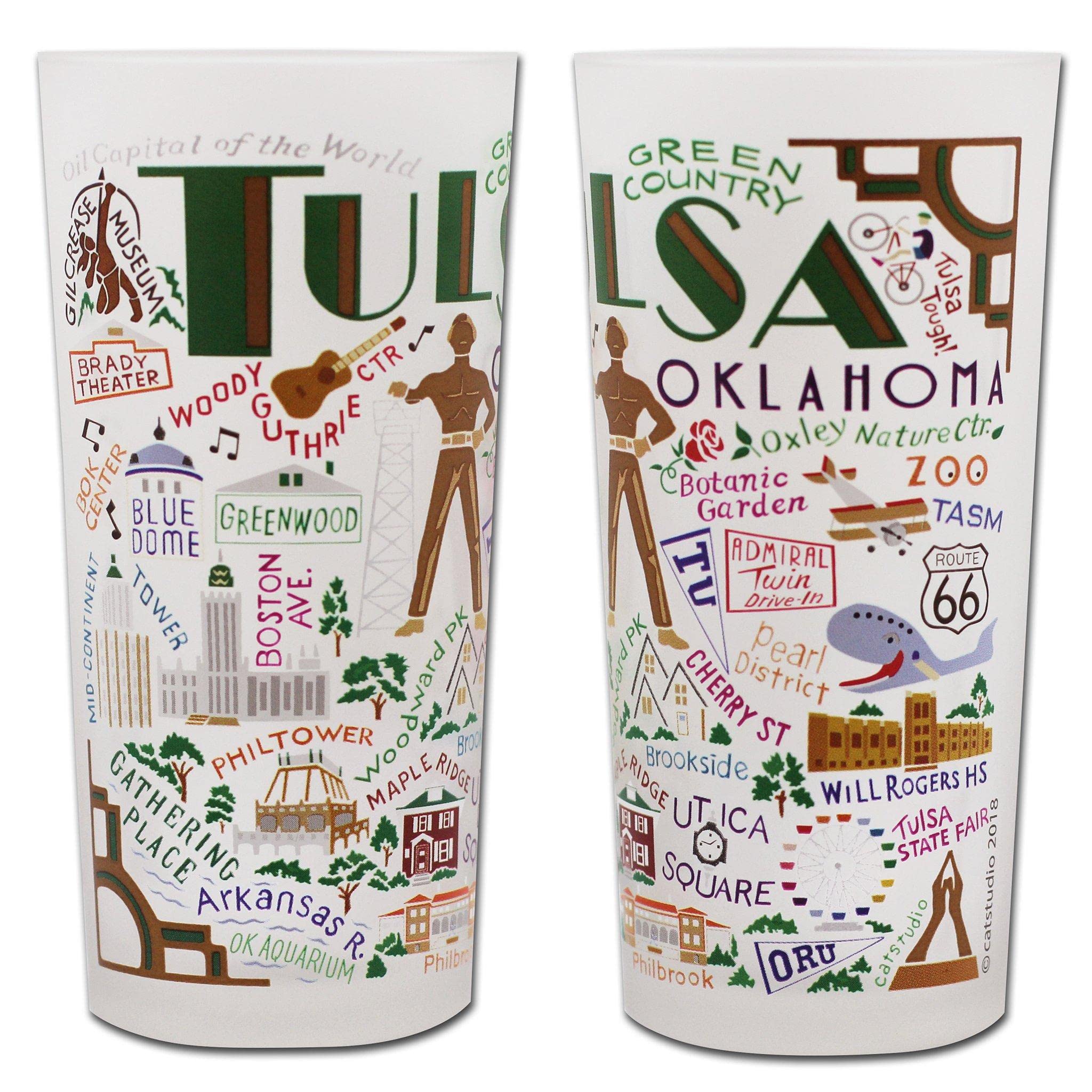 Catstudio Tulsa Frosted Glass Cup - 15oz Dishwasher Safe Tumbler for Kitchen, Home & Office Use - Perfect as Wedding Gifts & Party Drinkware
