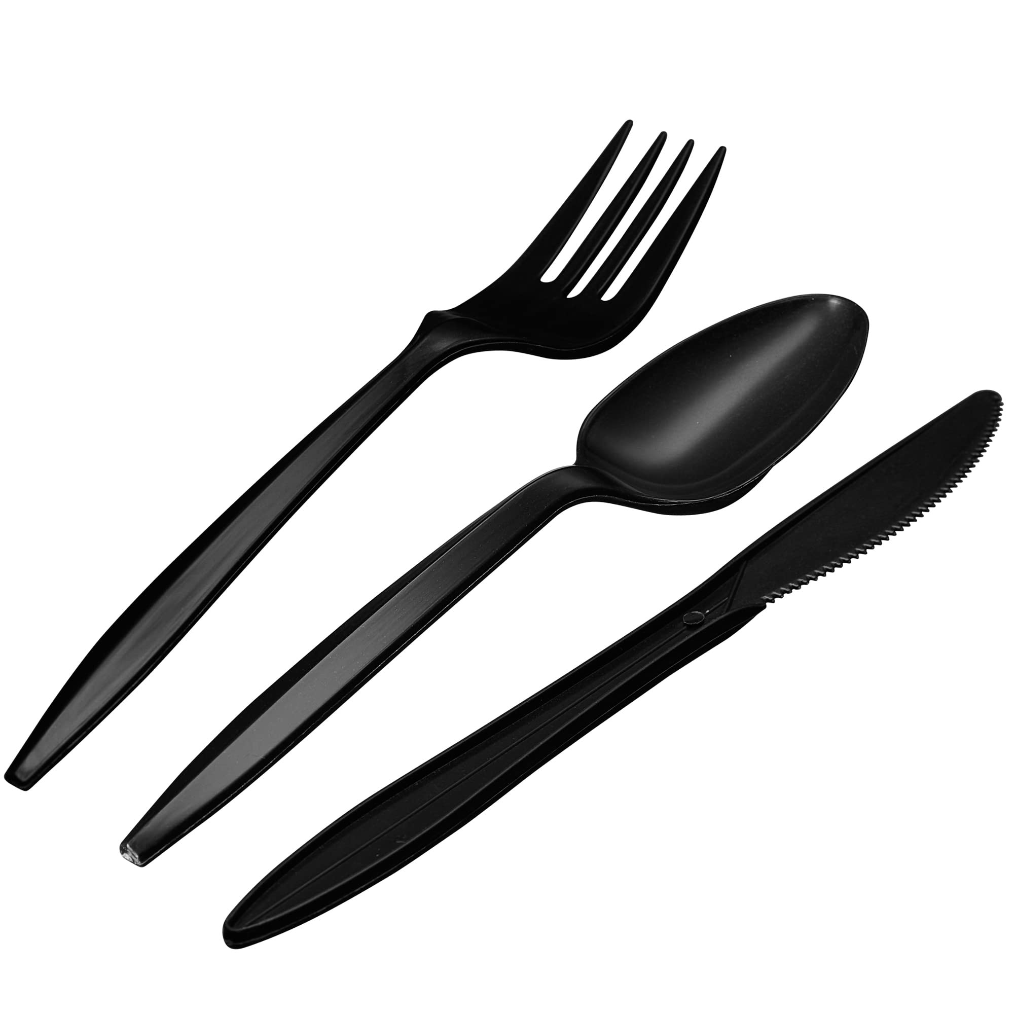 1000-Piece Black Disposable Plastic Cutlery Set - Heavy Duty Forks, Knives & Spoons (334 Forks, 333 Knives, 333 Spoons) - Bulk Silverware for Parties, Catering, Picnics & Events