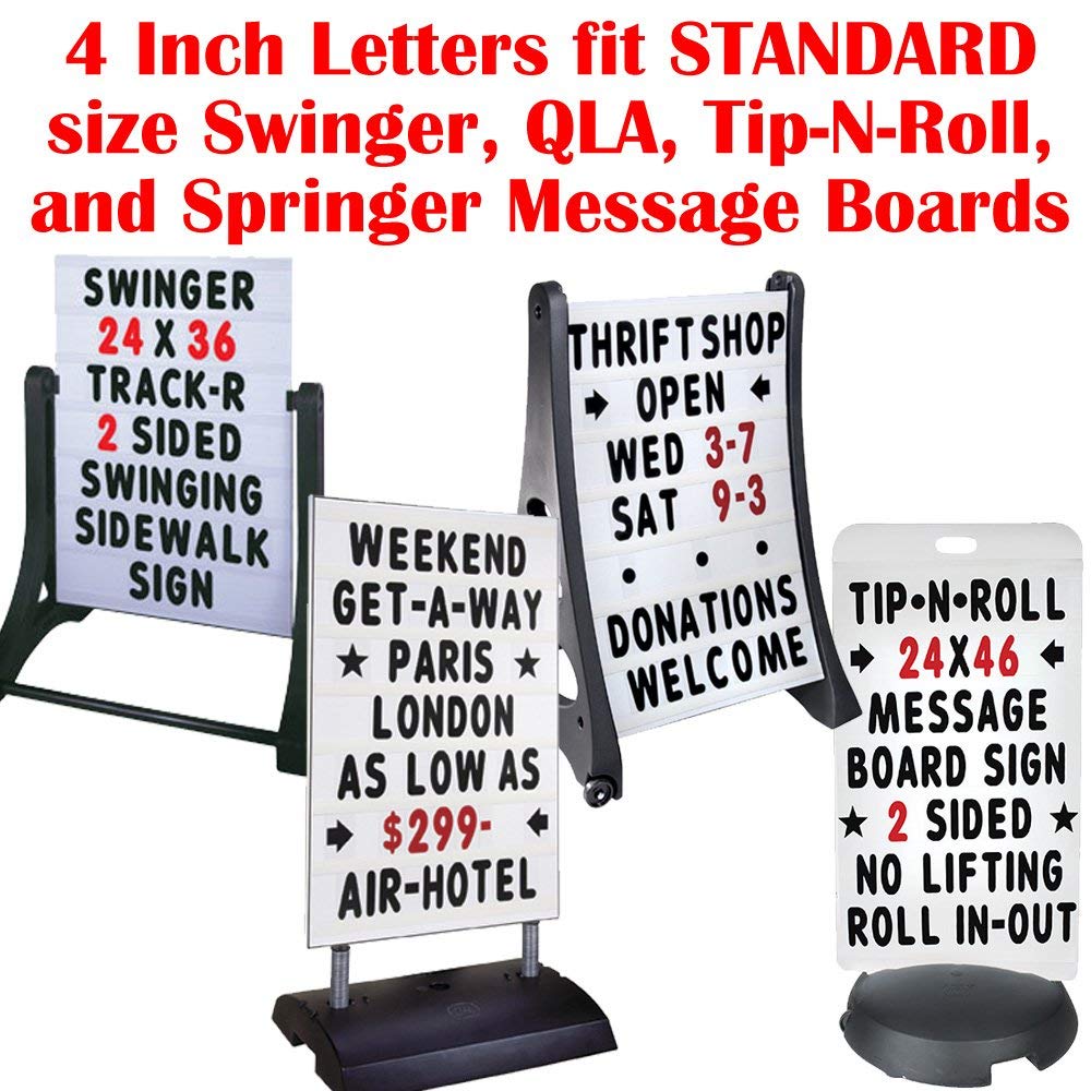 Premium 4-Inch Swinger Style Sidewalk Sign Set with Message Board, 350 Letters, Numbers & Emojis - Perfect for Restaurants, Retail Stores & Outdoor Advertising