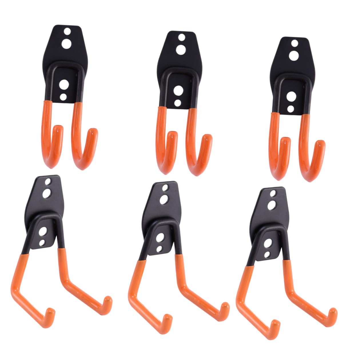 Durable Metal Wall Hooks 6-Pack - Heavy Duty Storage Hangers with Anti-Slip Coating for Garage, Workshop & Warehouse Organization | Perfect for Hanging Tools, Coats & Equipment
