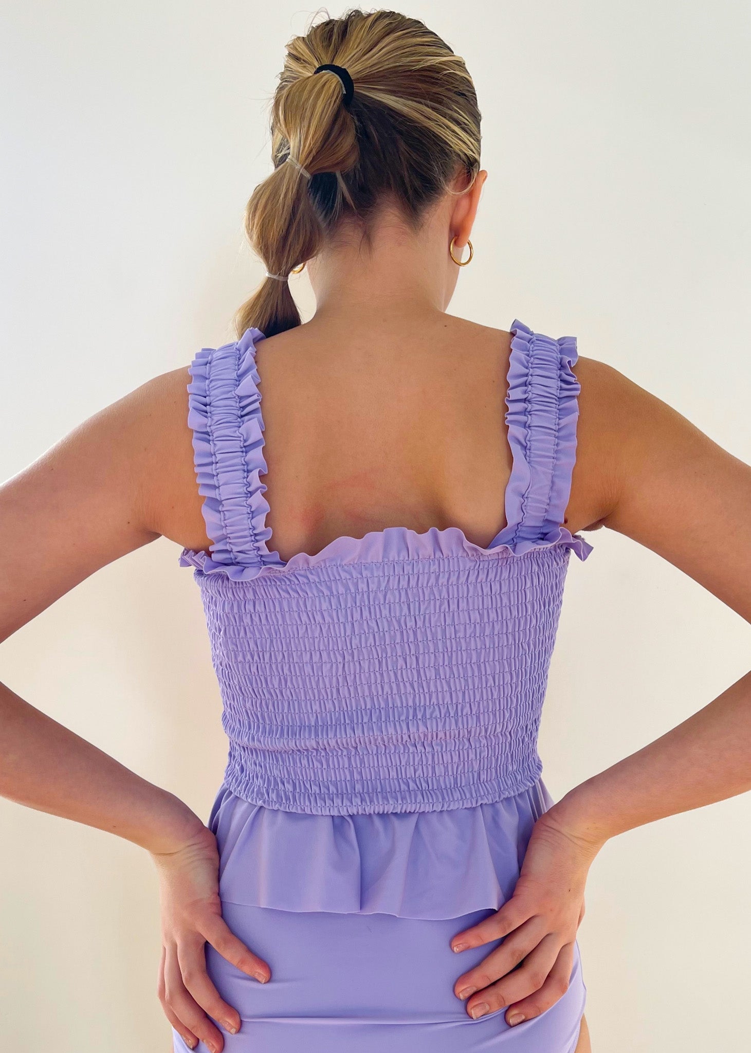Tween Saidee Girls' Lilac Smocked Tankini Swimsuit - $56 | Perfect for Pool Parties, Beach Vacations & Summer Swimwear